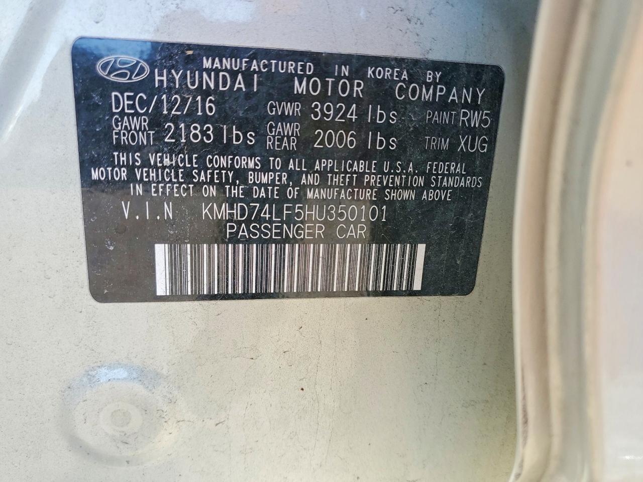 2017 Hyundai Elantra Se Silver vin: KMHD74LF5HU350101