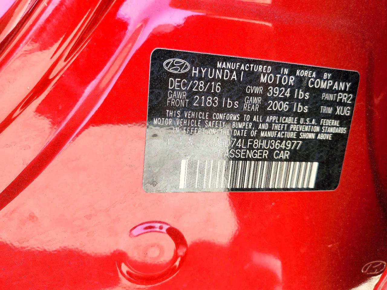 2017 Hyundai Elantra Se Red vin: KMHD74LF8HU364977
