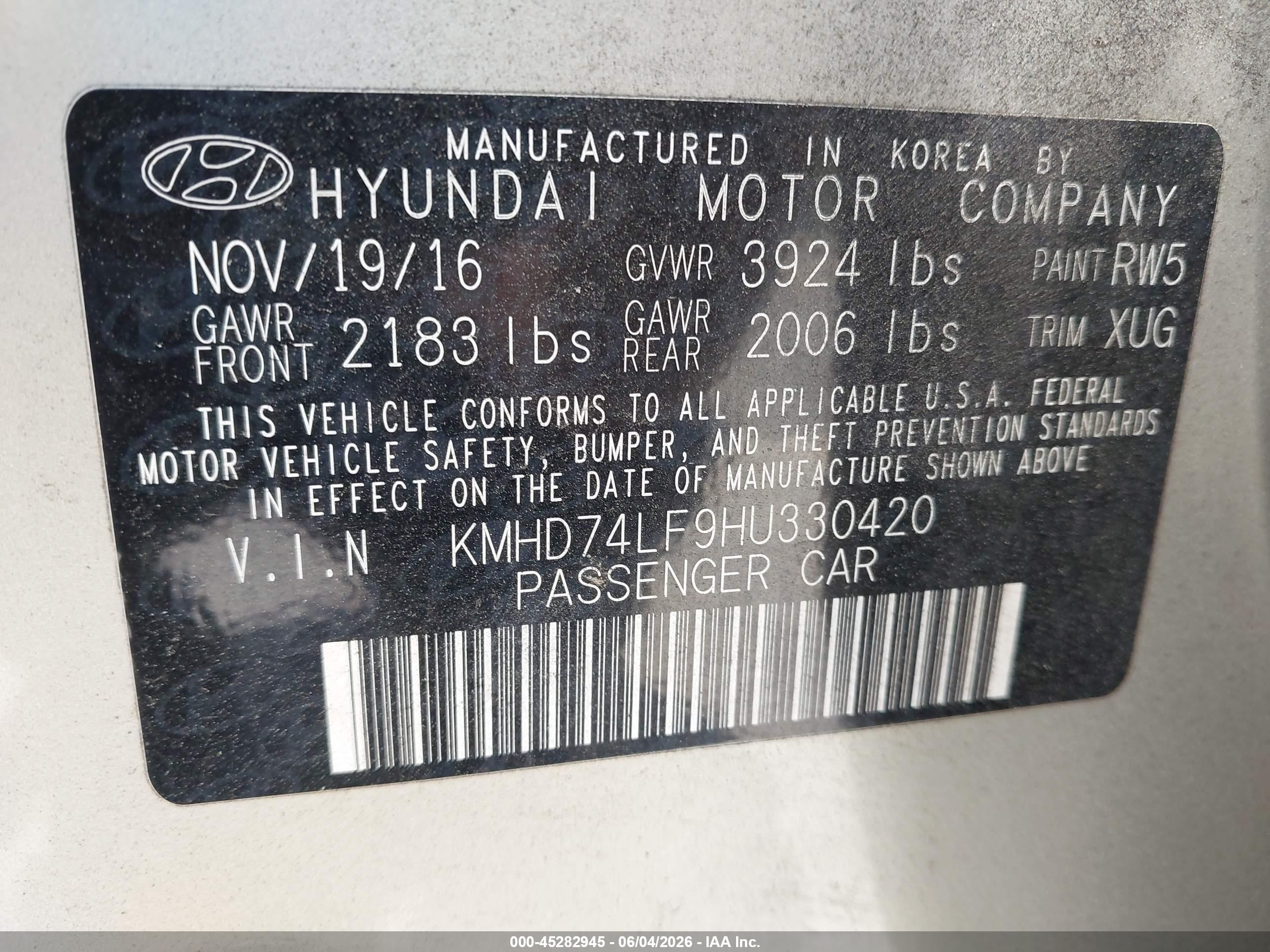 2017 Hyundai Elantra Se Золотой vin: KMHD74LF9HU330420