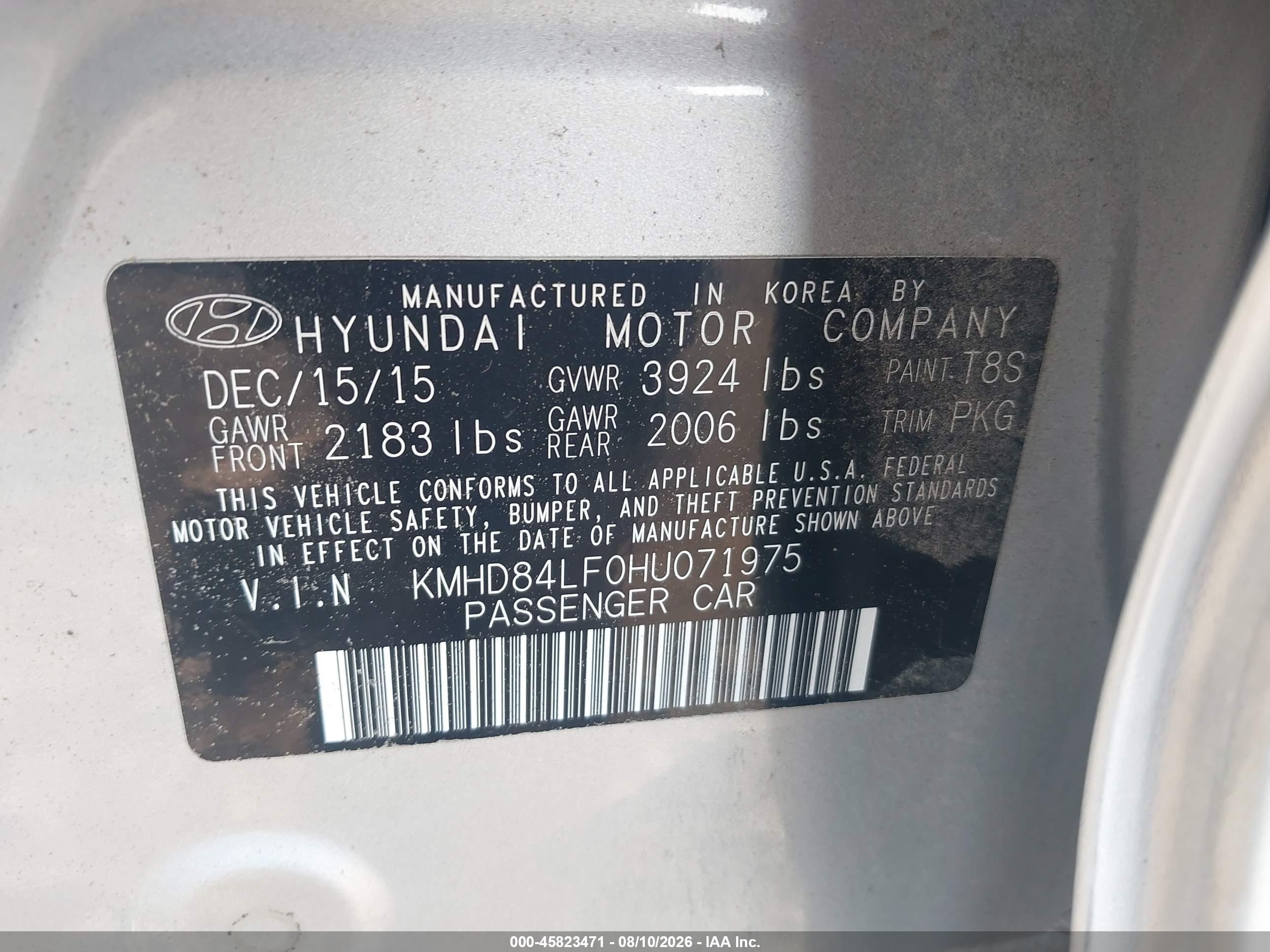 2017 Hyundai Elantra Se Silver vin: KMHD84LF0HU071975