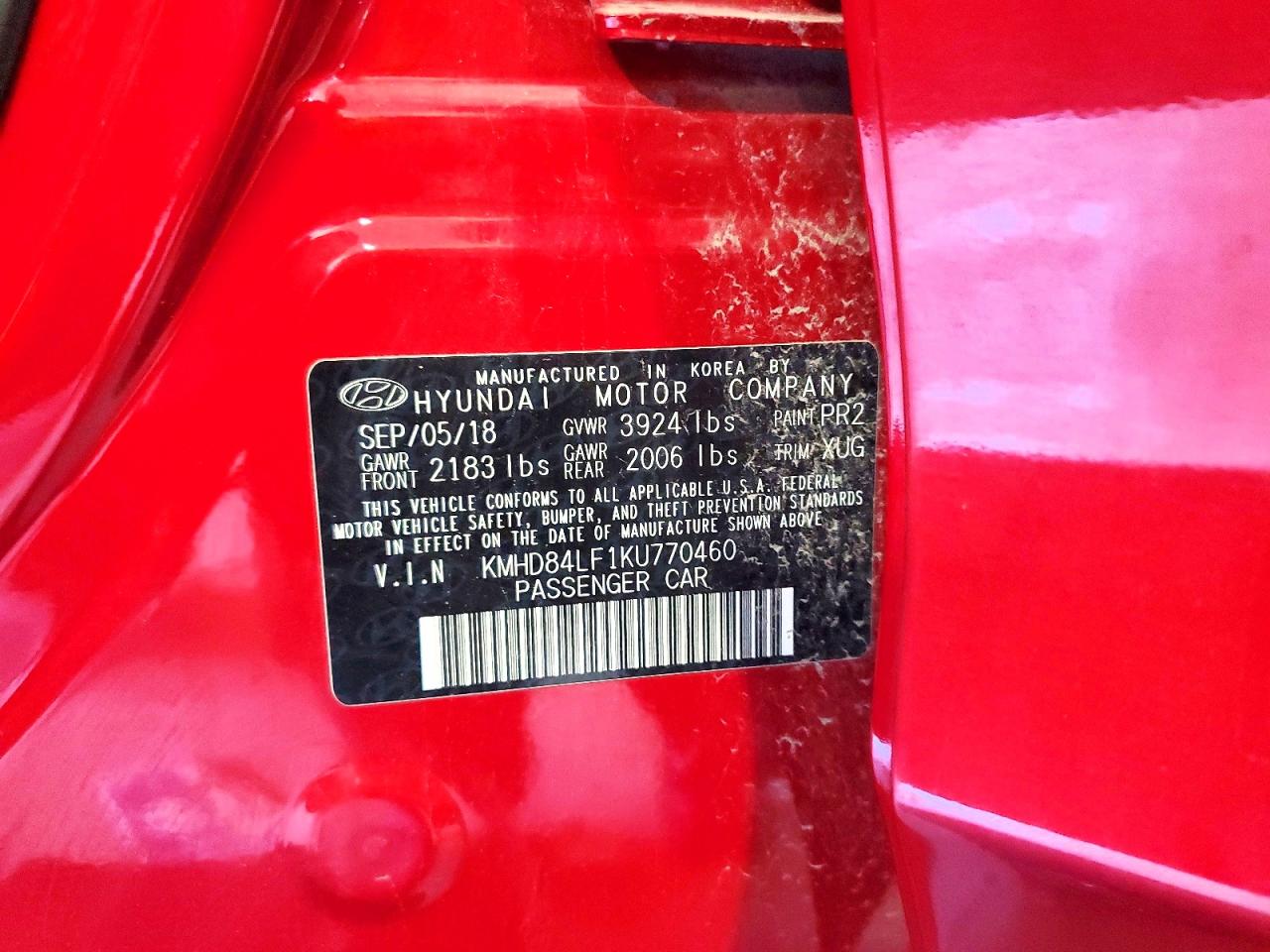 2019 Hyundai Elantra Value Edition Red vin: KMHD84LF1KU770460