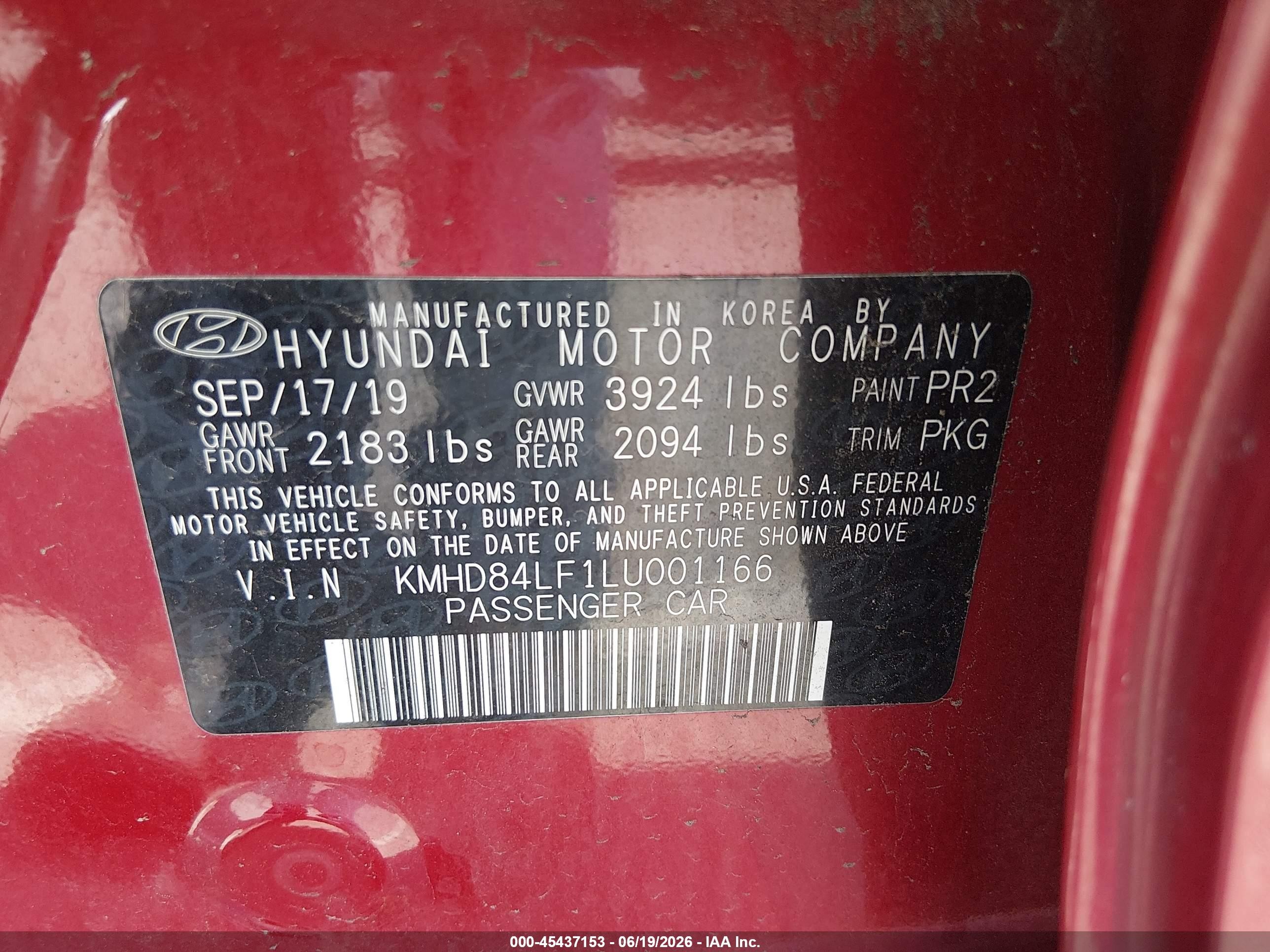 2020 Hyundai Elantra Value Edition Red vin: KMHD84LF1LU001166
