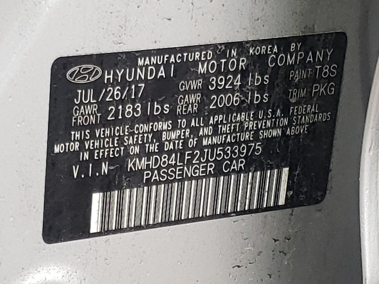 2018 Hyundai Elantra Sel Silver vin: KMHD84LF2JU533975