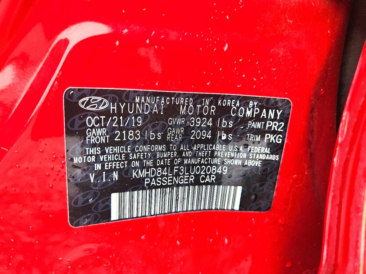 2020 Hyundai Elantra Value Edition Red vin: KMHD84LF3LU020849