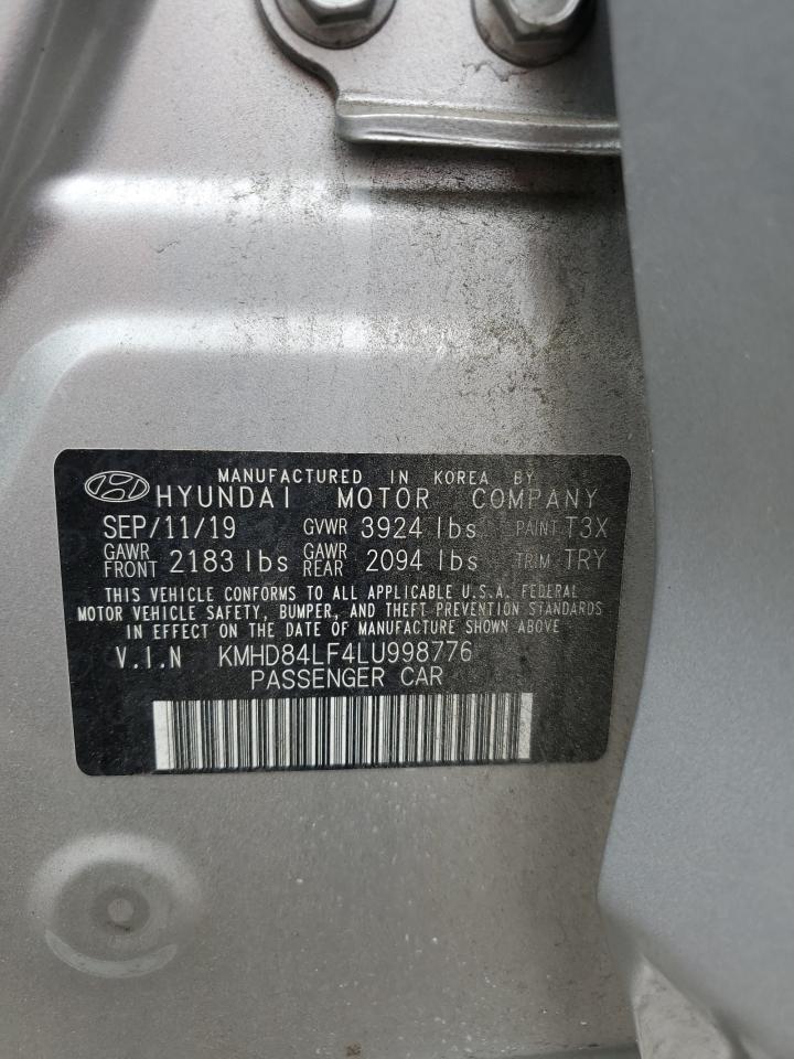 2020 Hyundai Elantra Sel Silver vin: KMHD84LF4LU998776