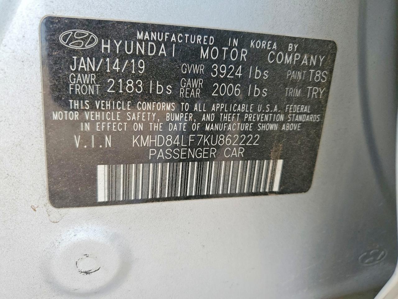 2019 Hyundai Elantra Value Edition Silver vin: KMHD84LF7KU862222