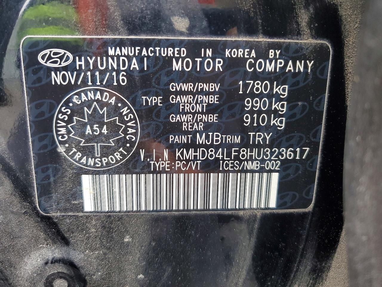 2017 Hyundai Elantra Se Черный vin: KMHD84LF8HU323617