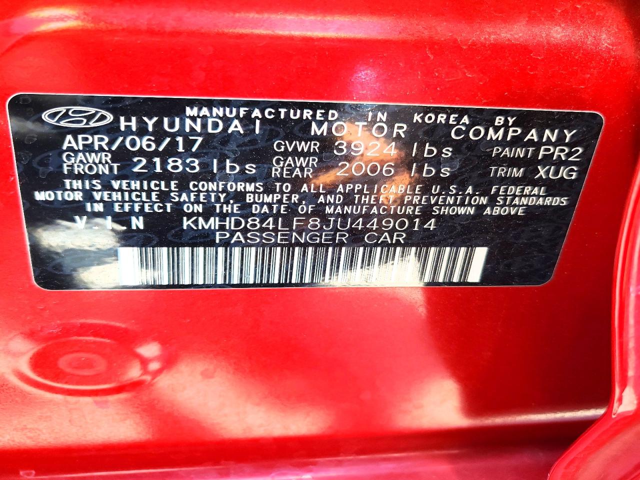 2018 Hyundai Elantra Limited Red vin: KMHD84LF8JU449014
