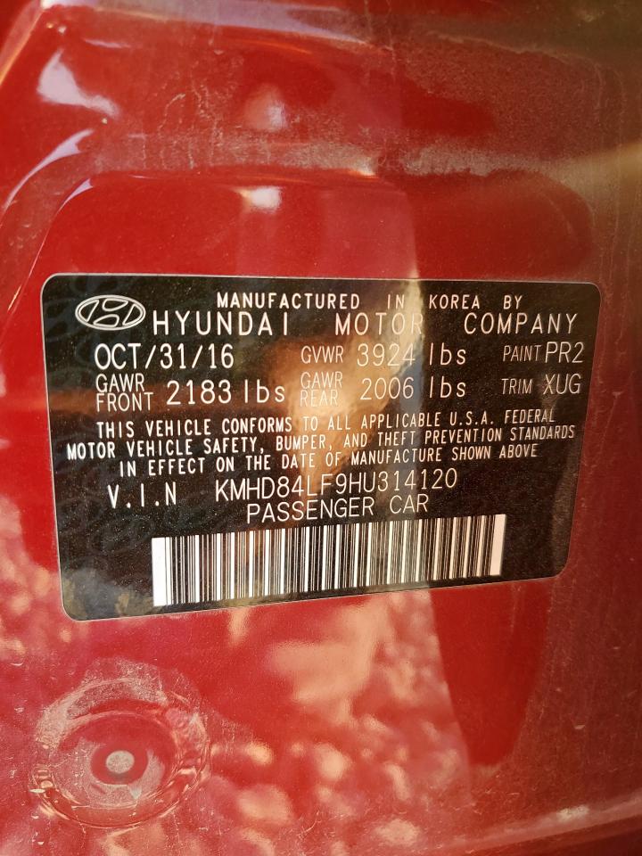2017 Hyundai Elantra Red vin: KMHD84LF9HU314120