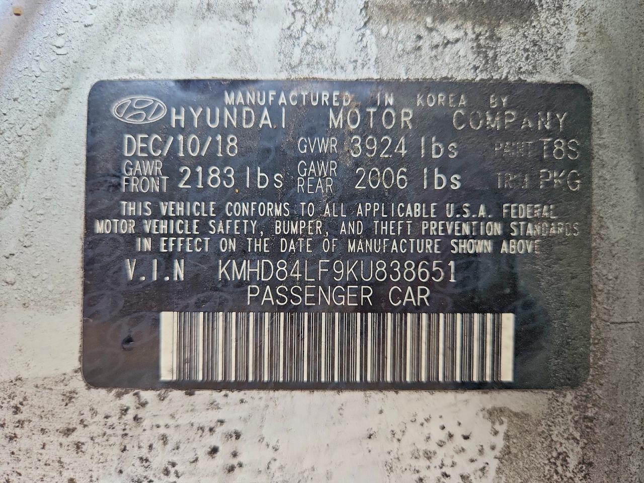 2019 Hyundai Elantra Limited Silver vin: KMHD84LF9KU838651