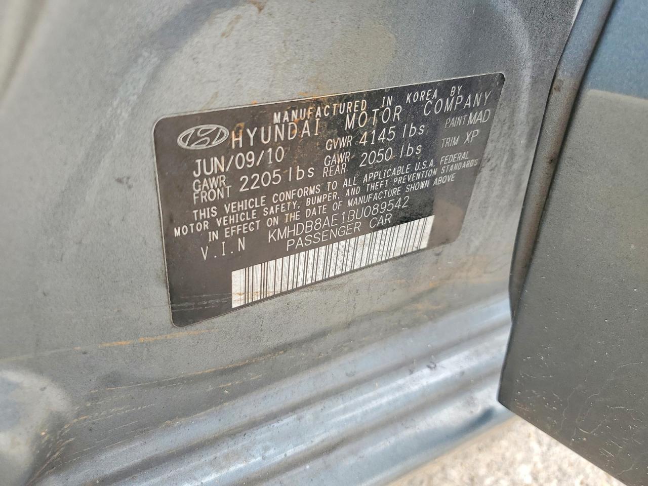 2011 Hyundai Elantra Touring Gls Charcoal vin: KMHDB8AE1BU089542