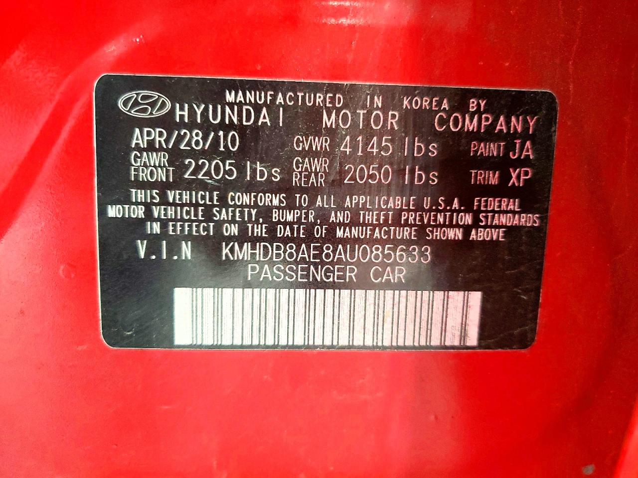 2010 Hyundai Elantra Touring Gls Red vin: KMHDB8AE8AU085633