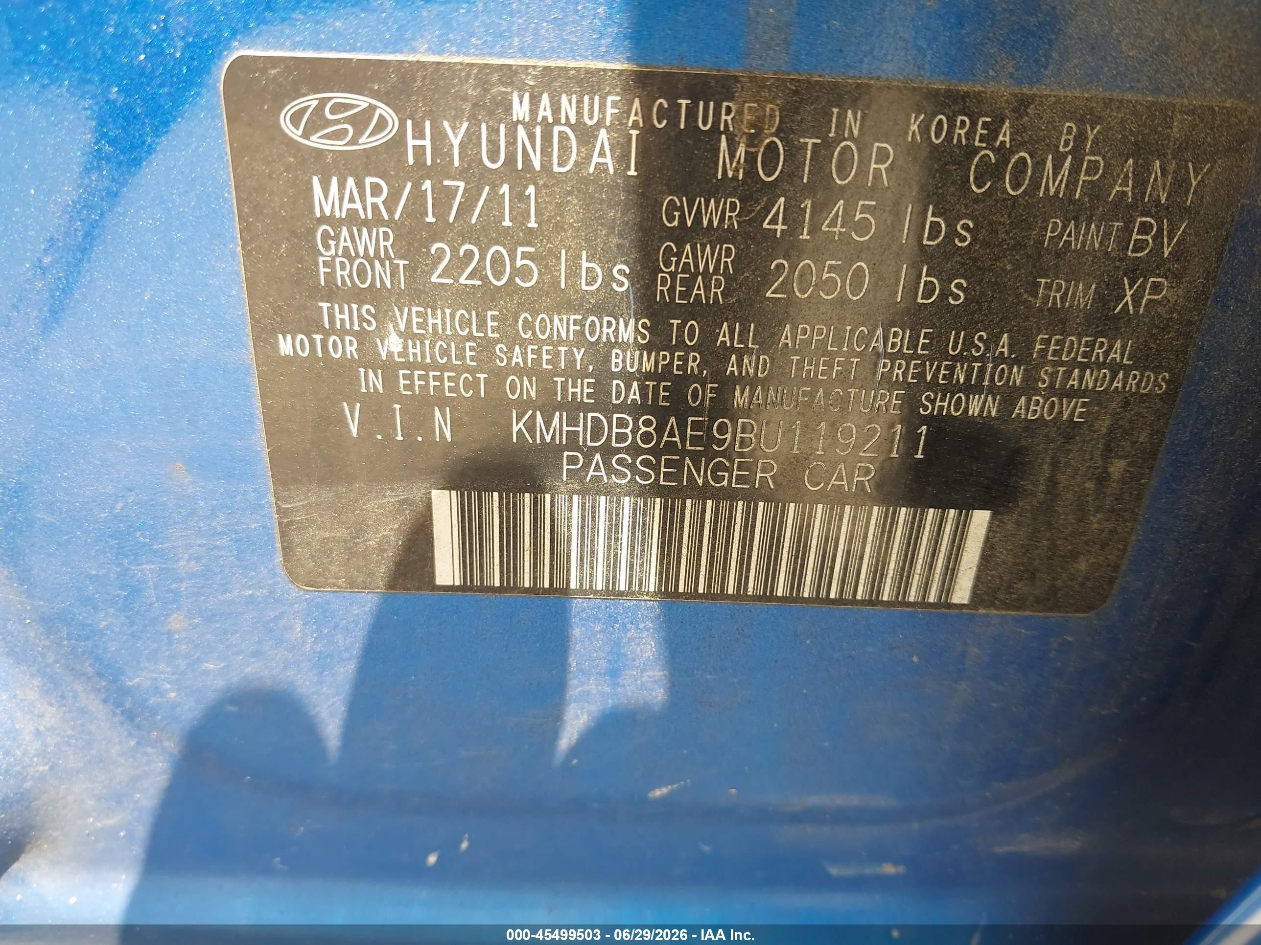 2011 Hyundai Elantra Touring Gls Синий vin: KMHDB8AE9BU119211
