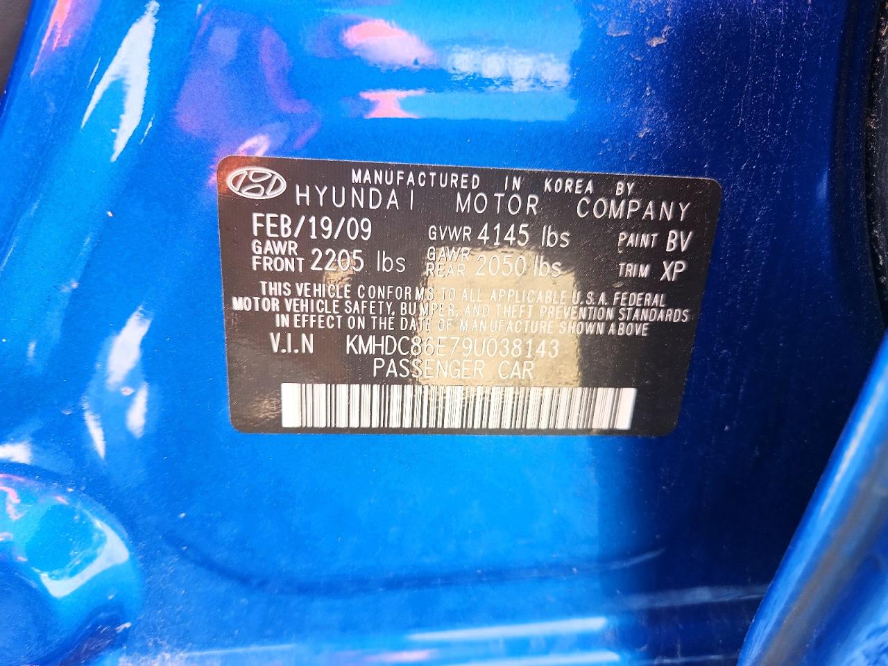 2009 Hyundai Elantra Touring Blue vin: KMHDC86E79U038143