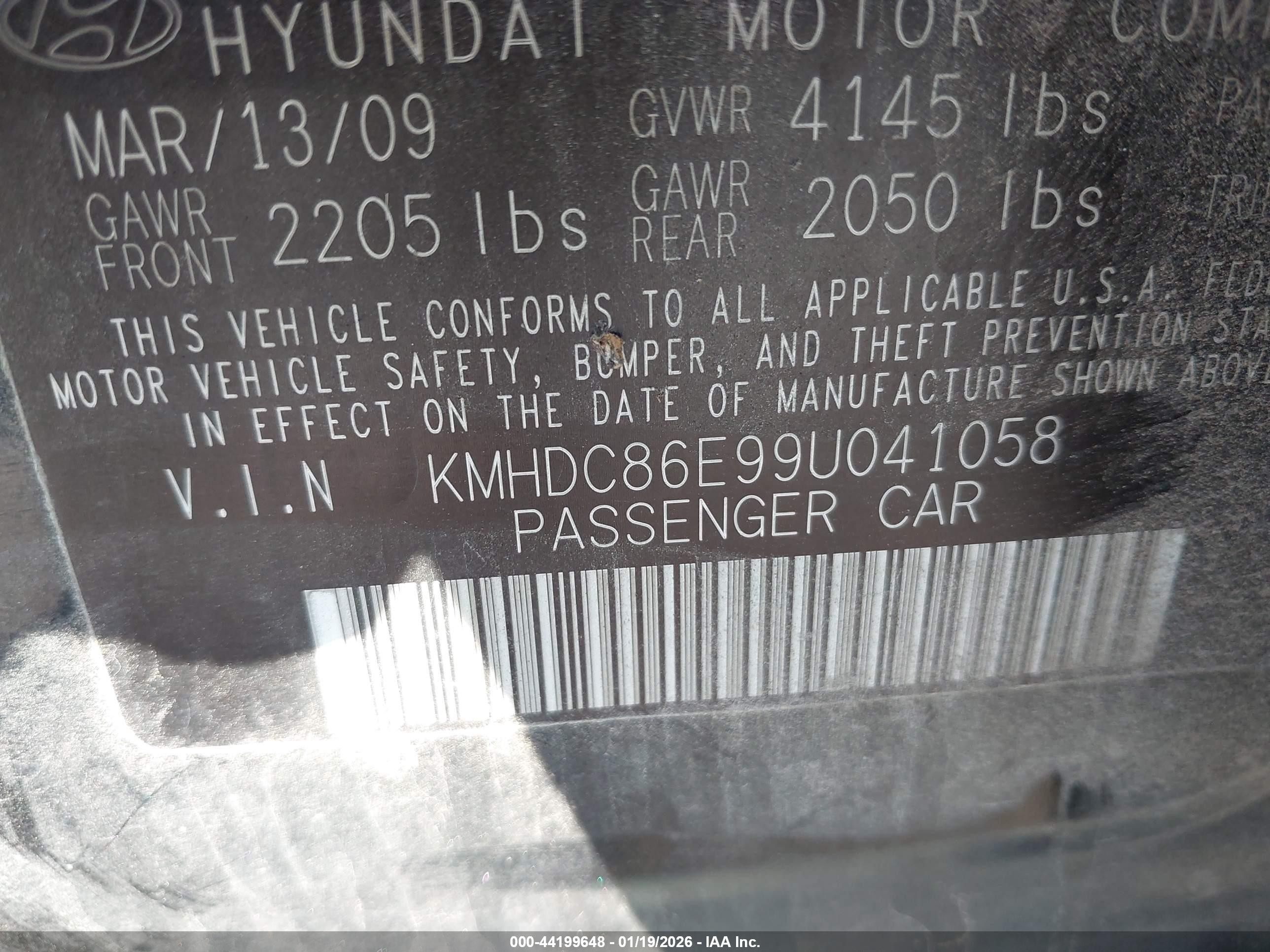 2009 Hyundai Elantra Touring Black vin: KMHDC86E99U041058