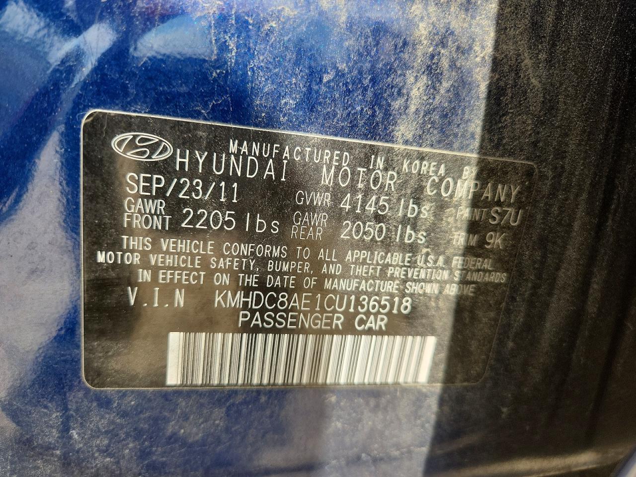2012 Hyundai Elantra Touring Gls Blue vin: KMHDC8AE1CU136518
