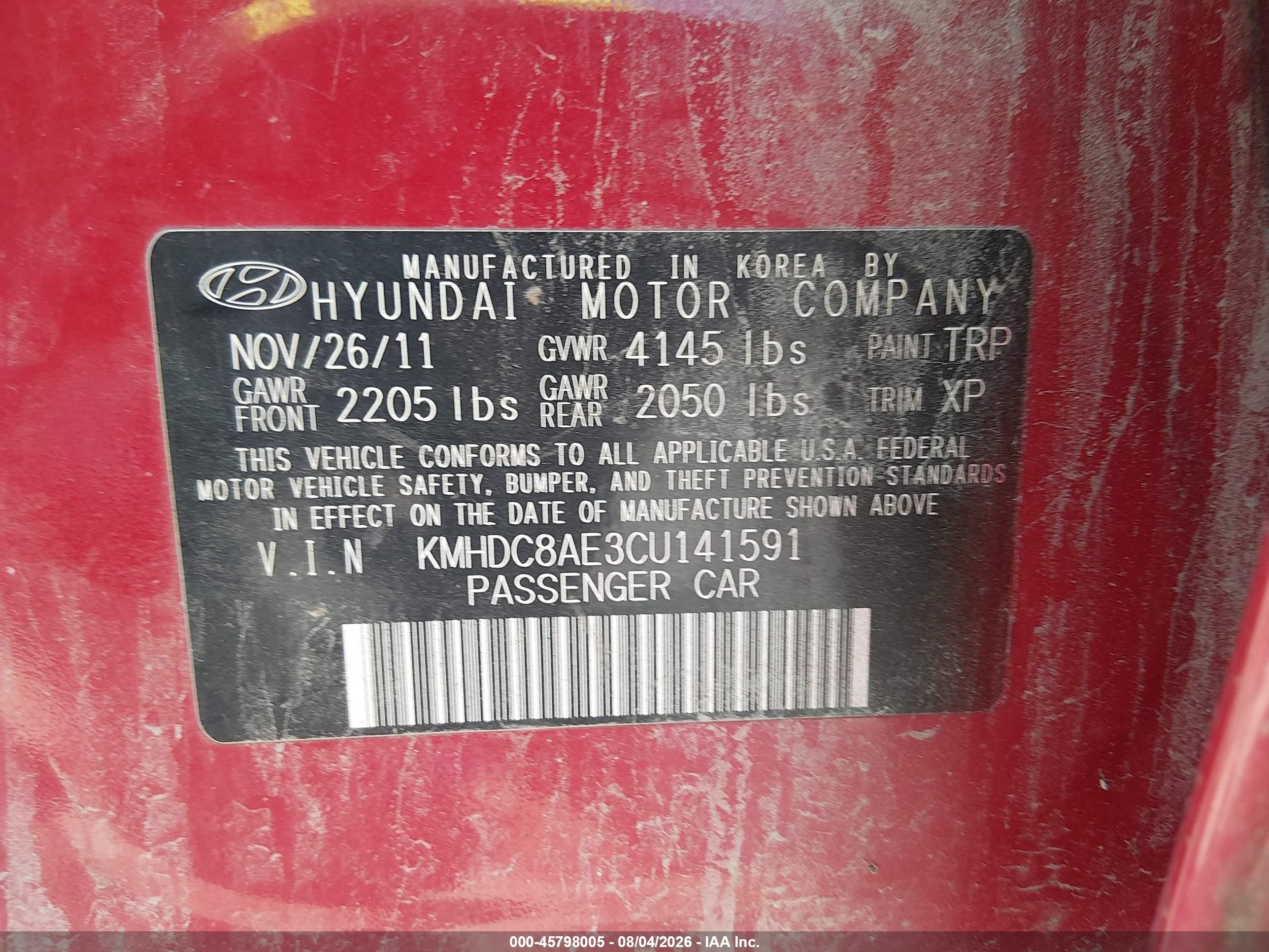 2012 Hyundai Elantra Touring Se Red vin: KMHDC8AE3CU141591