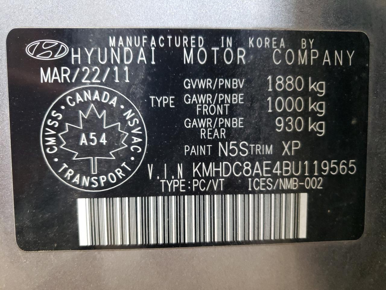 2011 Hyundai Elantra Touring Gls Gray vin: KMHDC8AE4BU119565