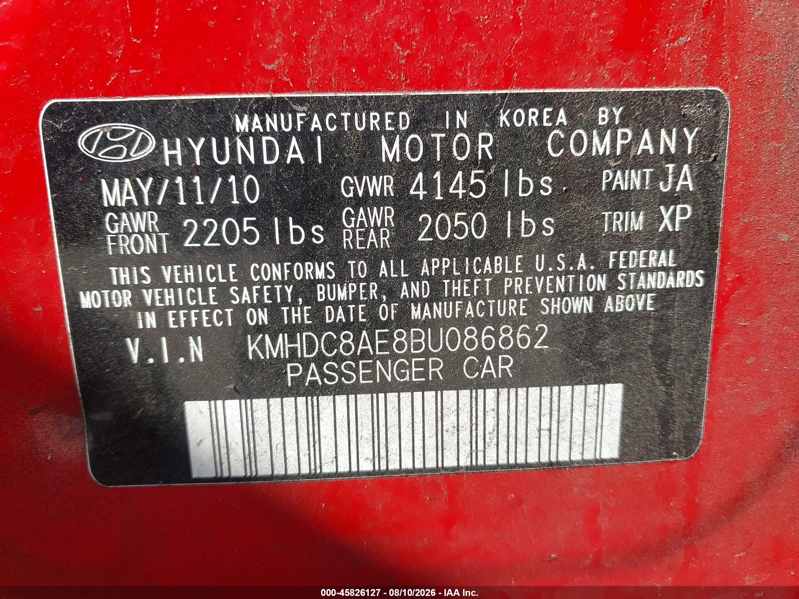 2011 Hyundai Elantra Touring Gls Red vin: KMHDC8AE8BU086862