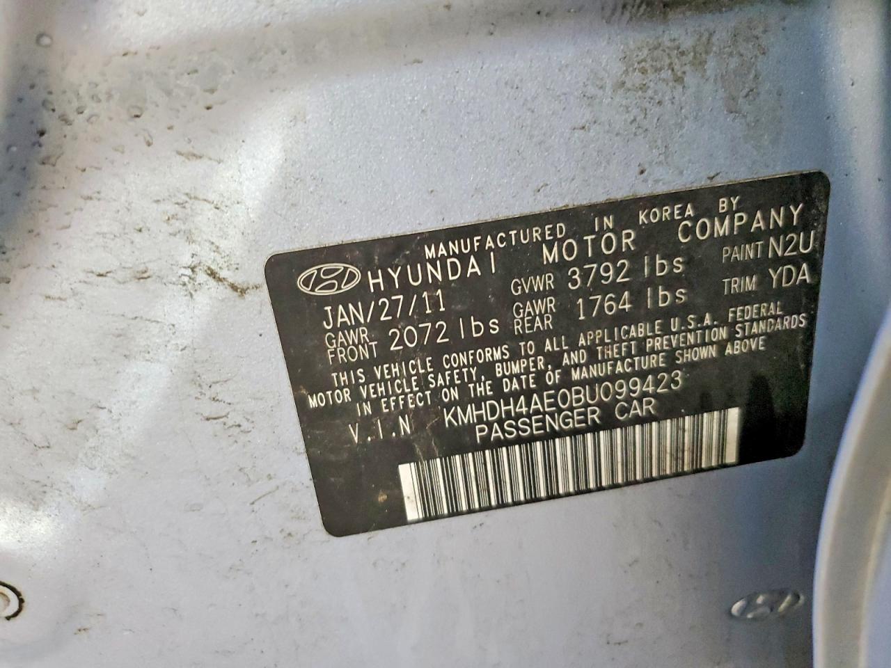 2011 Hyundai Elantra Gls Синий vin: KMHDH4AE0BU099423