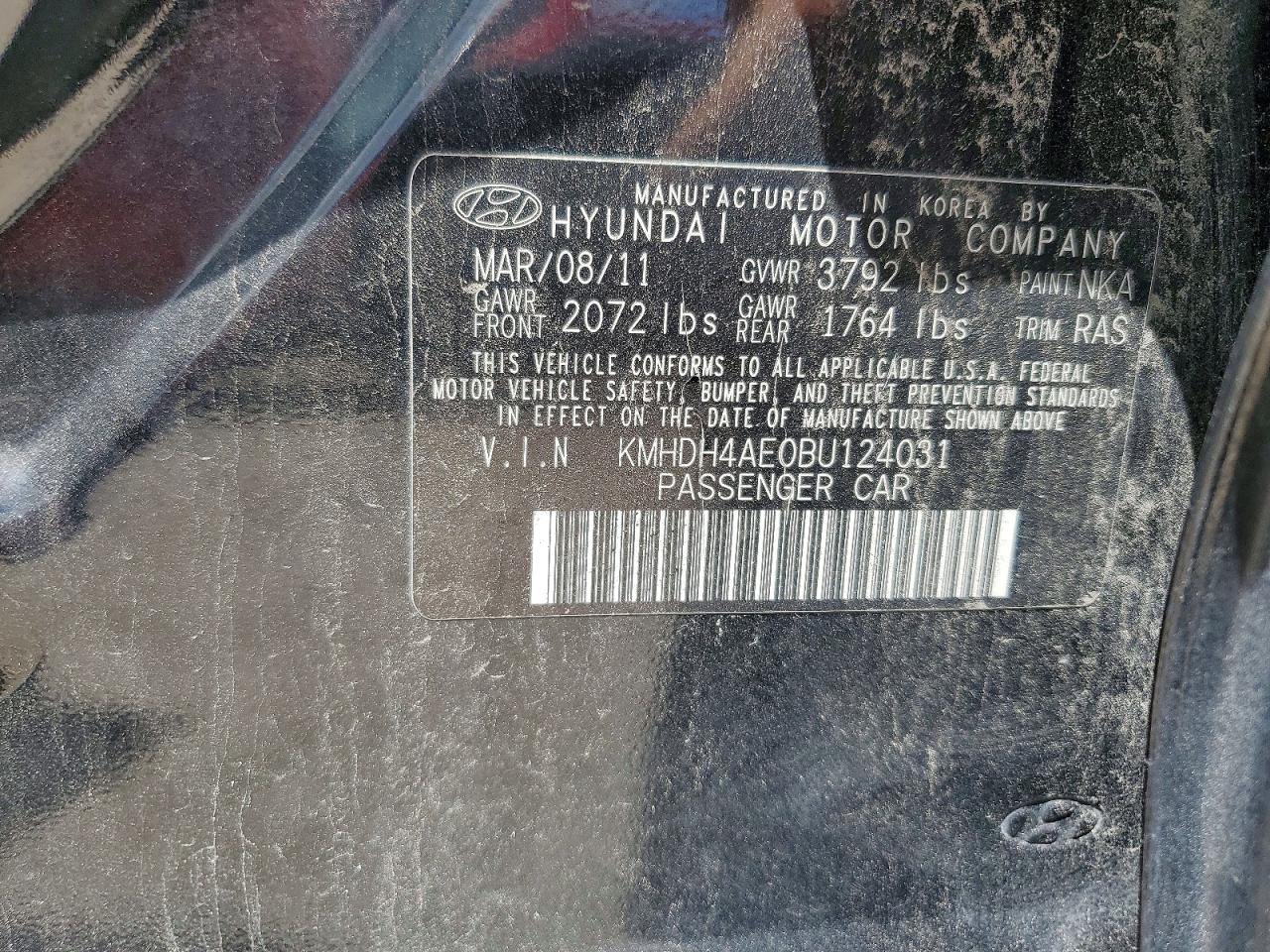 2011 Hyundai Elantra Gls Black vin: KMHDH4AE0BU124031