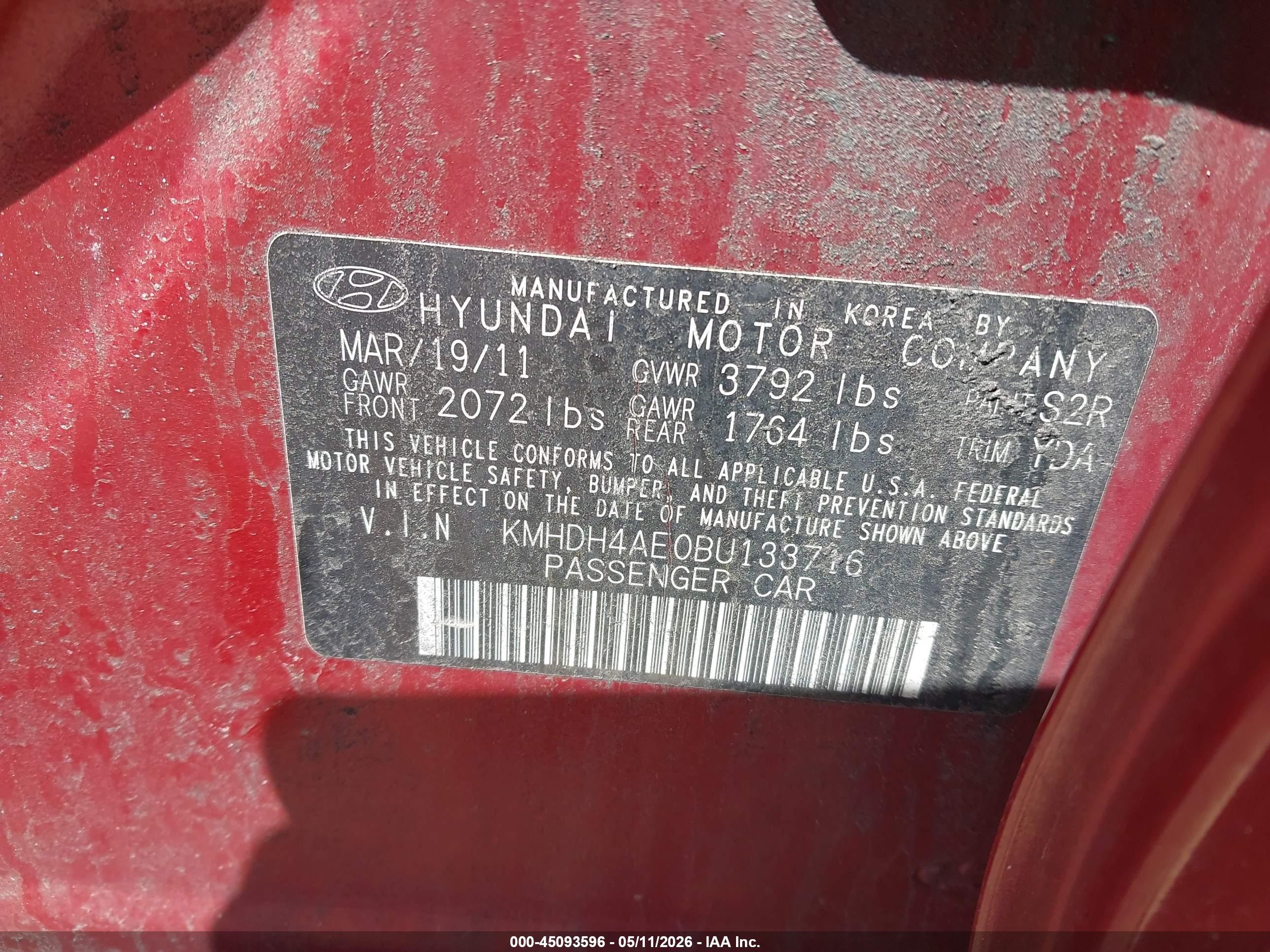 2011 Hyundai Elantra Gls (ulsan Plant) Красный vin: KMHDH4AE0BU133716