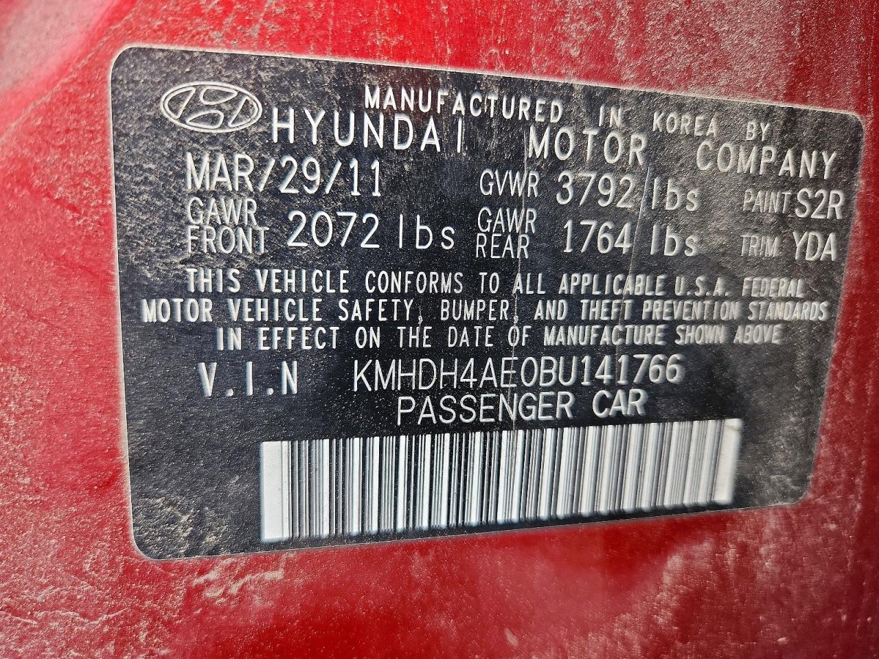 2011 Hyundai Elantra Gls Красный vin: KMHDH4AE0BU141766