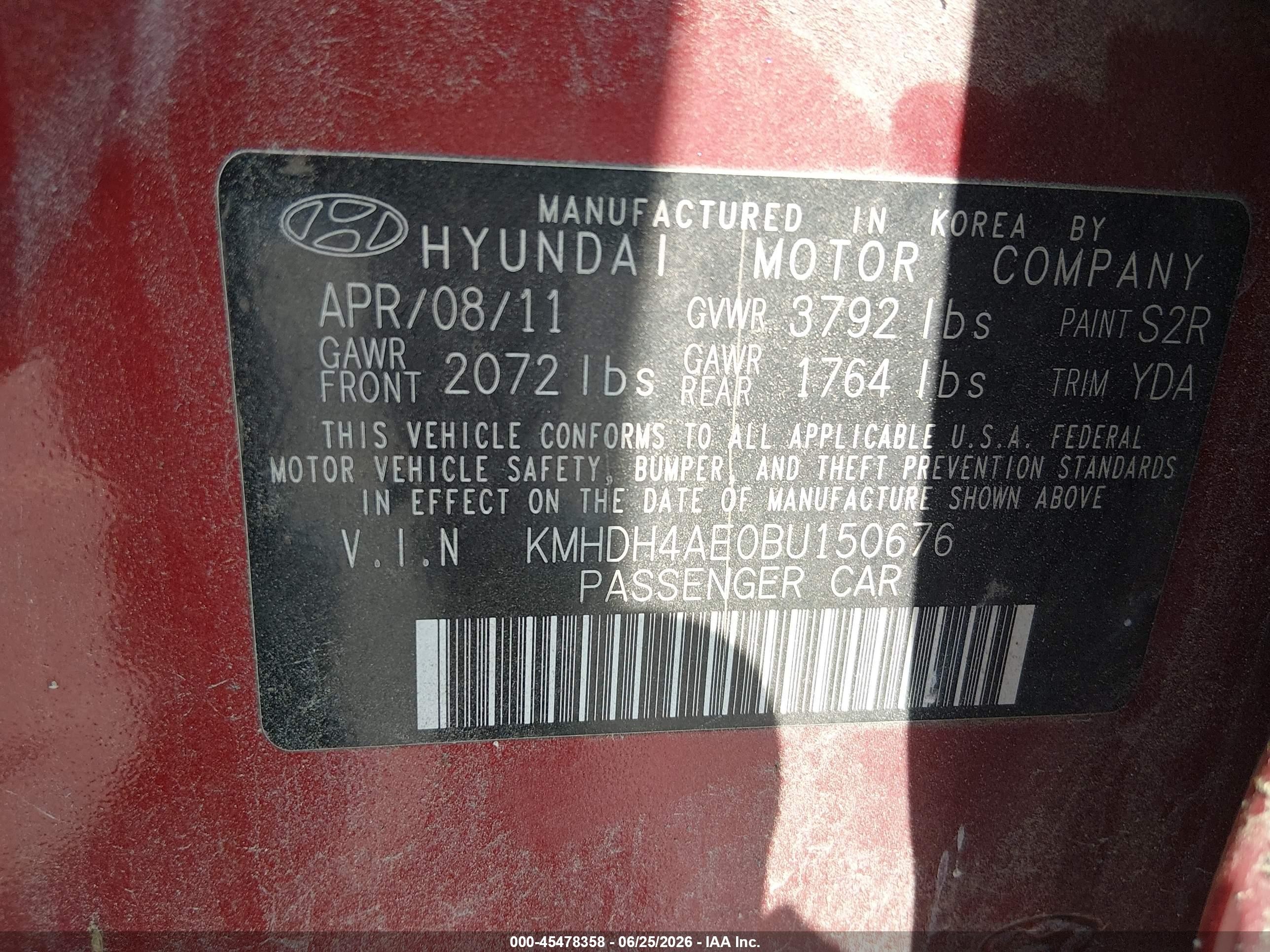 2011 Hyundai Elantra Gls (ulsan Plant) Красный vin: KMHDH4AE0BU150676