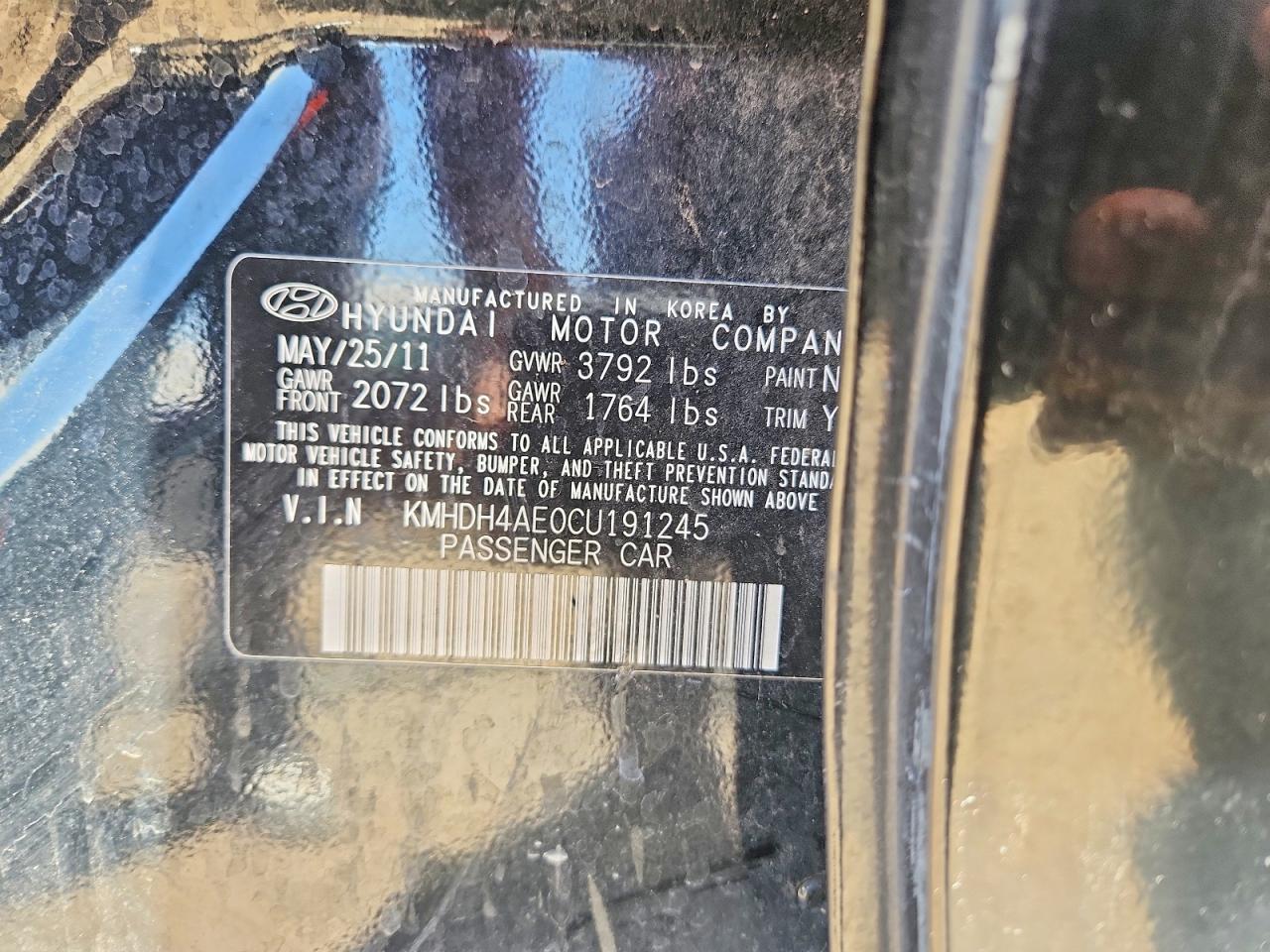 2012 Hyundai Elantra Gls Black vin: KMHDH4AE0CU191245