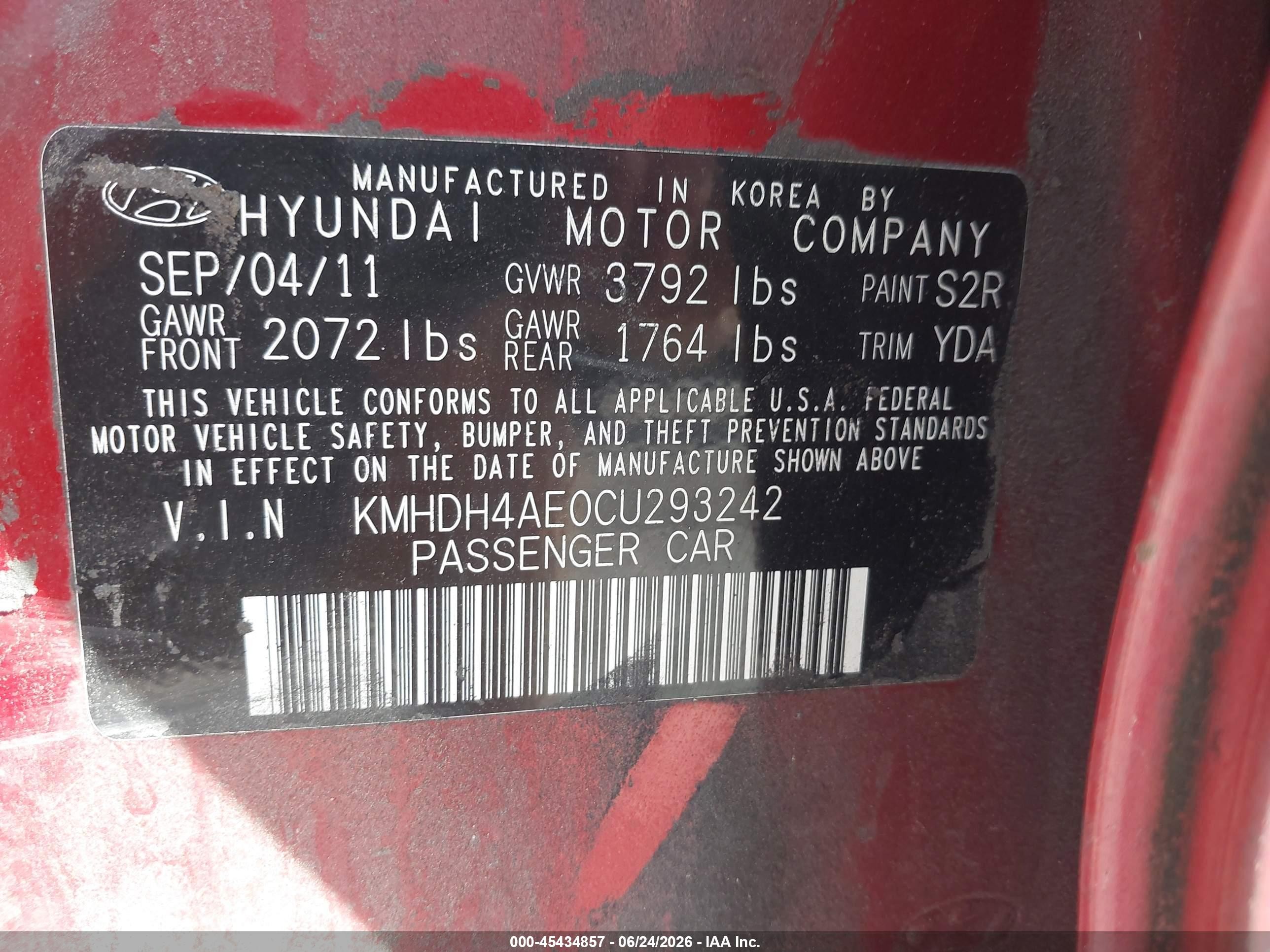 2012 Hyundai Elantra Gls (ulsan Plant) Red vin: KMHDH4AE0CU293242