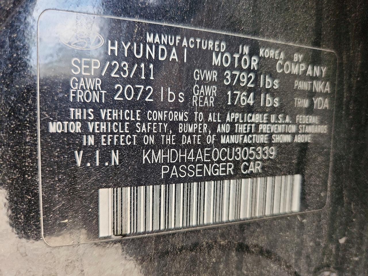 2012 Hyundai Elantra Gls Black vin: KMHDH4AE0CU305339