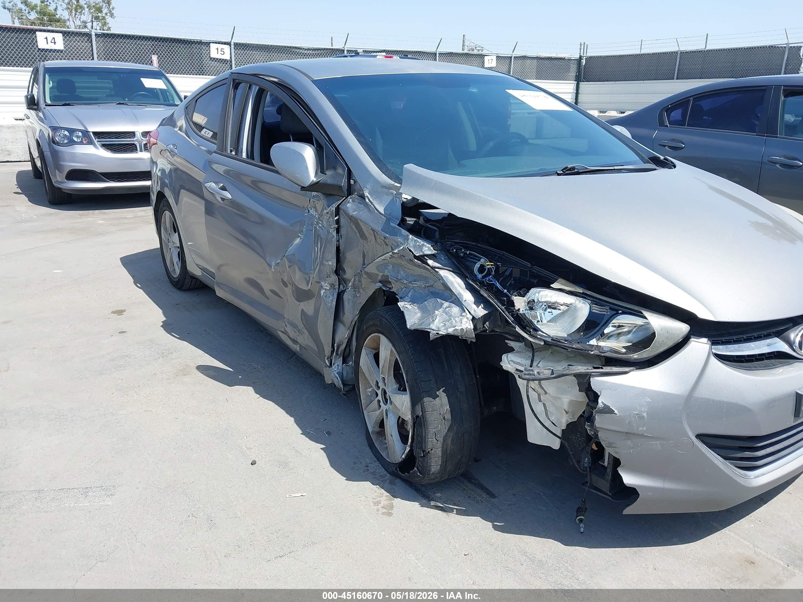 2013 Hyundai Elantra Gls Gray vin: KMHDH4AE0DU009402