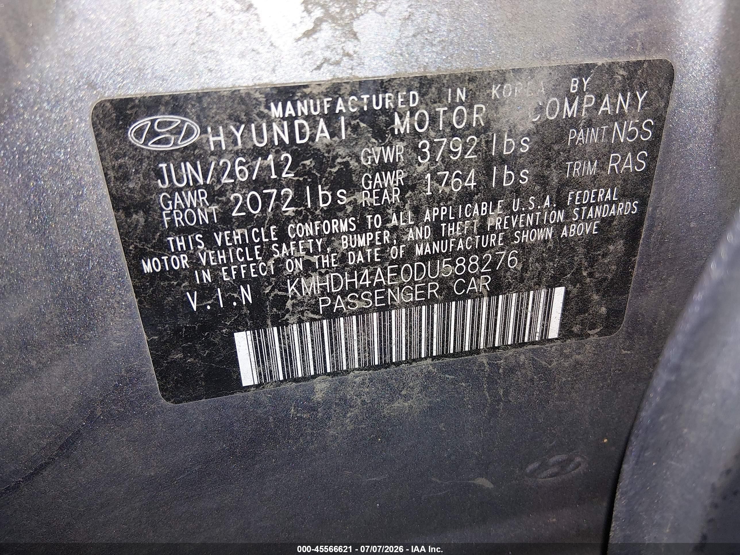 2013 Hyundai Elantra Gls Silver vin: KMHDH4AE0DU588276