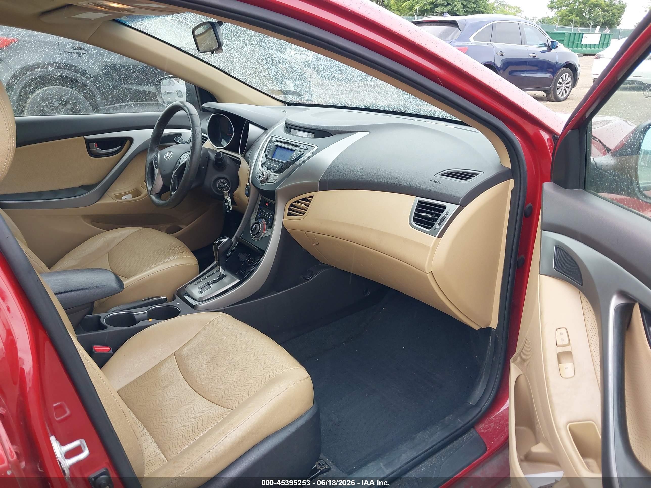 2013 Hyundai Elantra Limited Burgundy vin: KMHDH4AE0DU670184