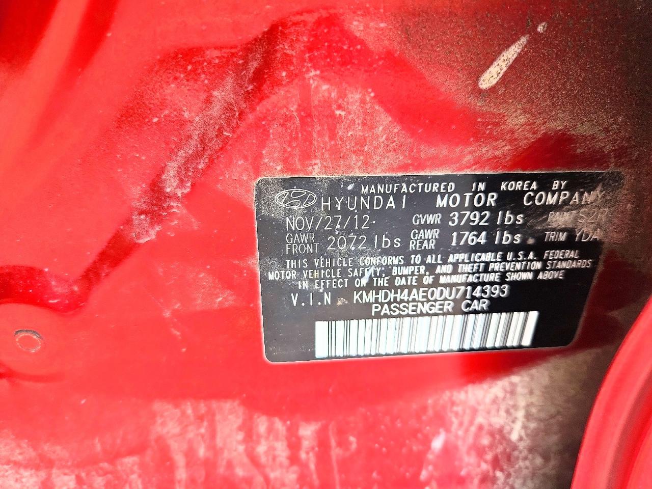 2013 Hyundai Elantra Gls Red vin: KMHDH4AE0DU714393