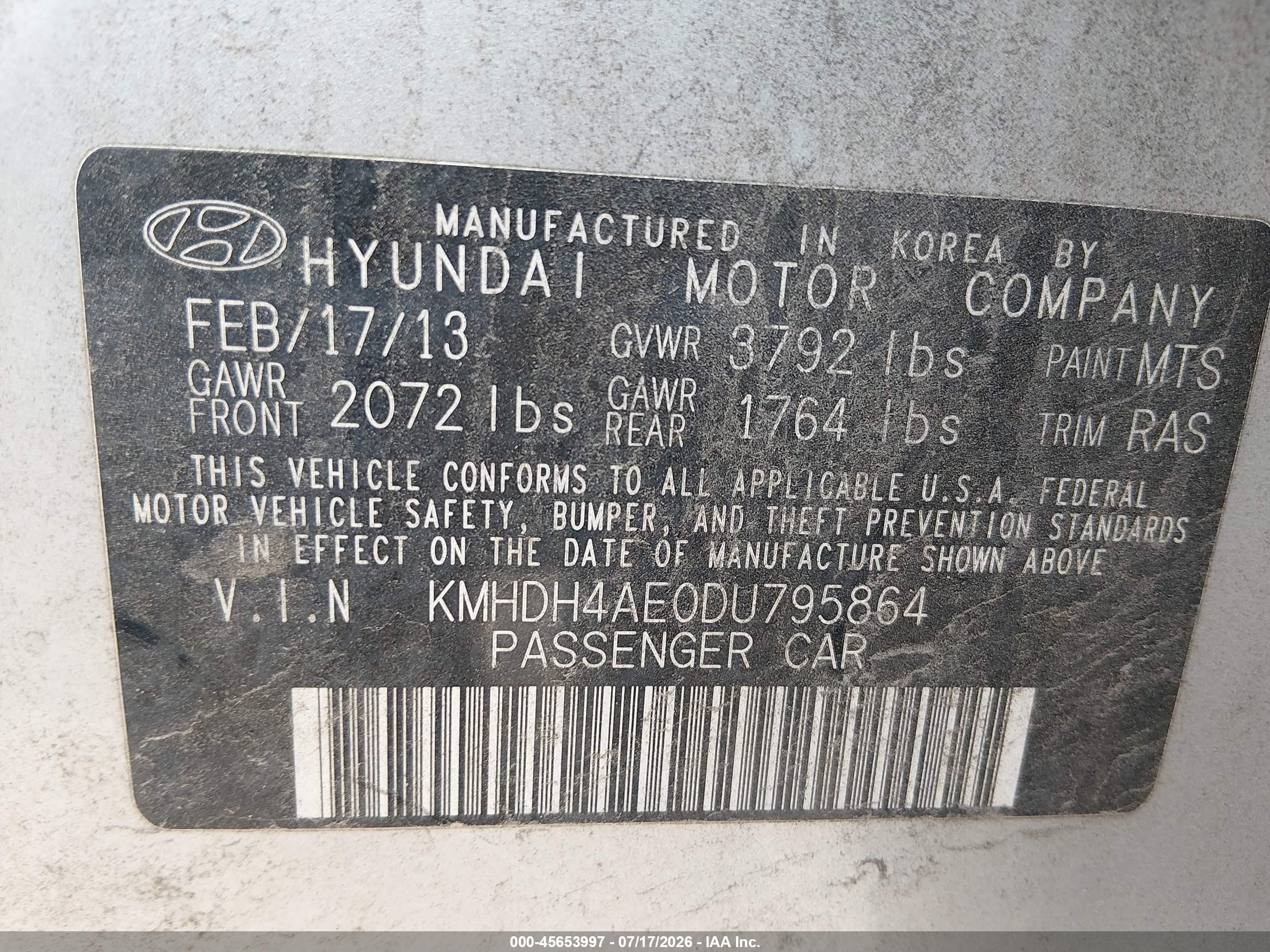 2013 Hyundai Elantra Gls Серебряный vin: KMHDH4AE0DU795864