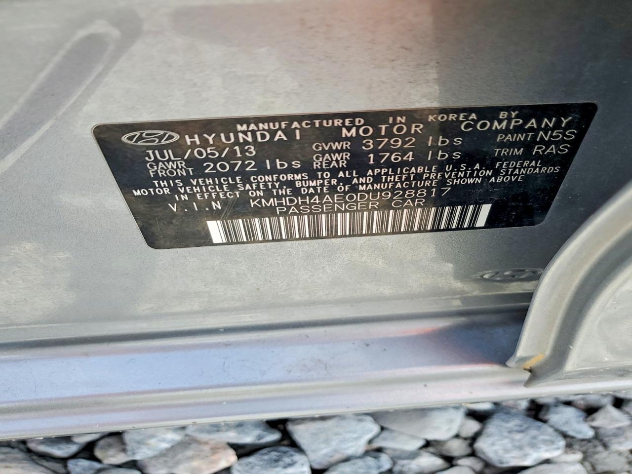 2013 Hyundai Elantra Gls Silver vin: KMHDH4AE0DU928817