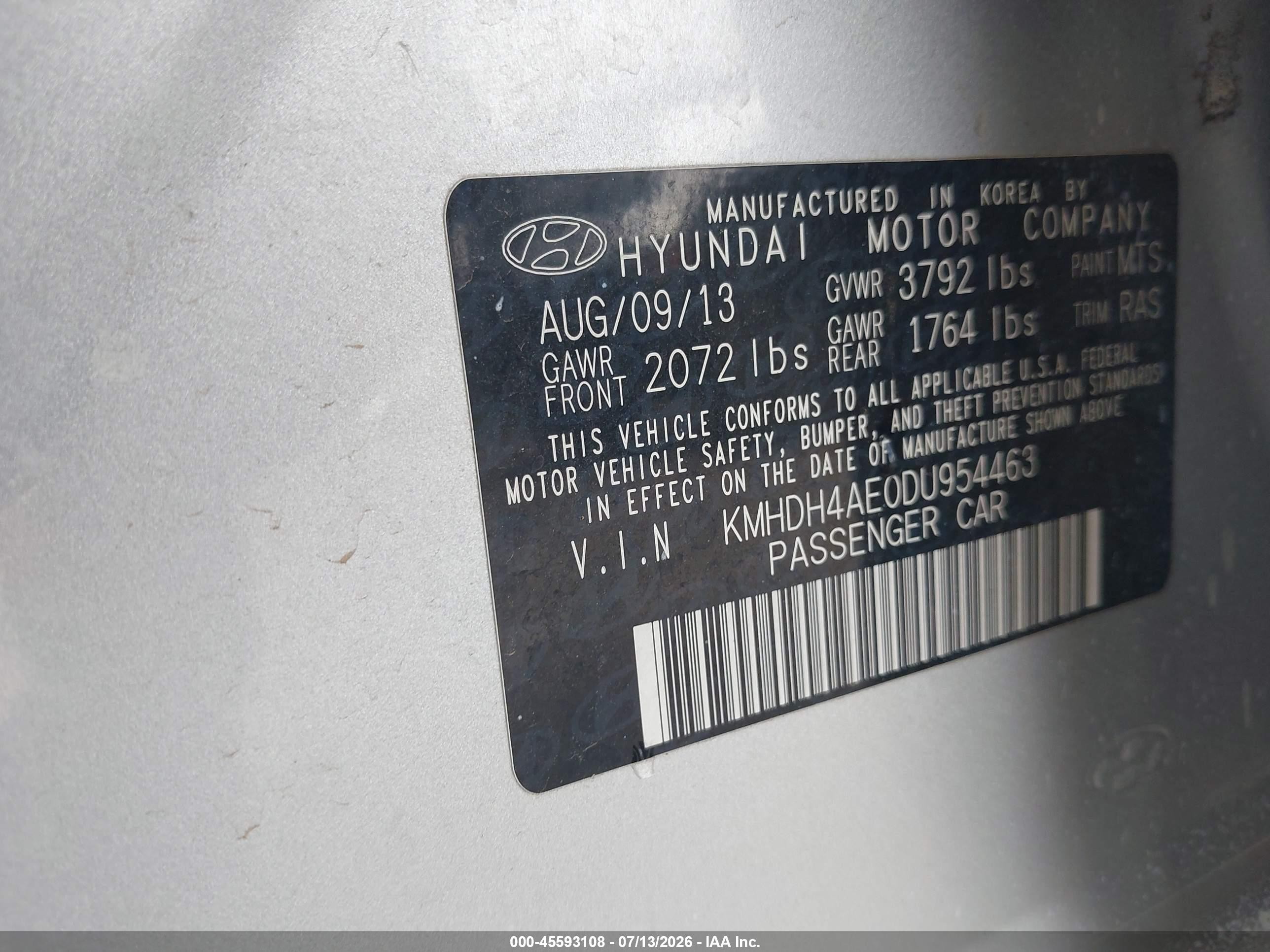 2013 Hyundai Elantra Gls Silver vin: KMHDH4AE0DU954463