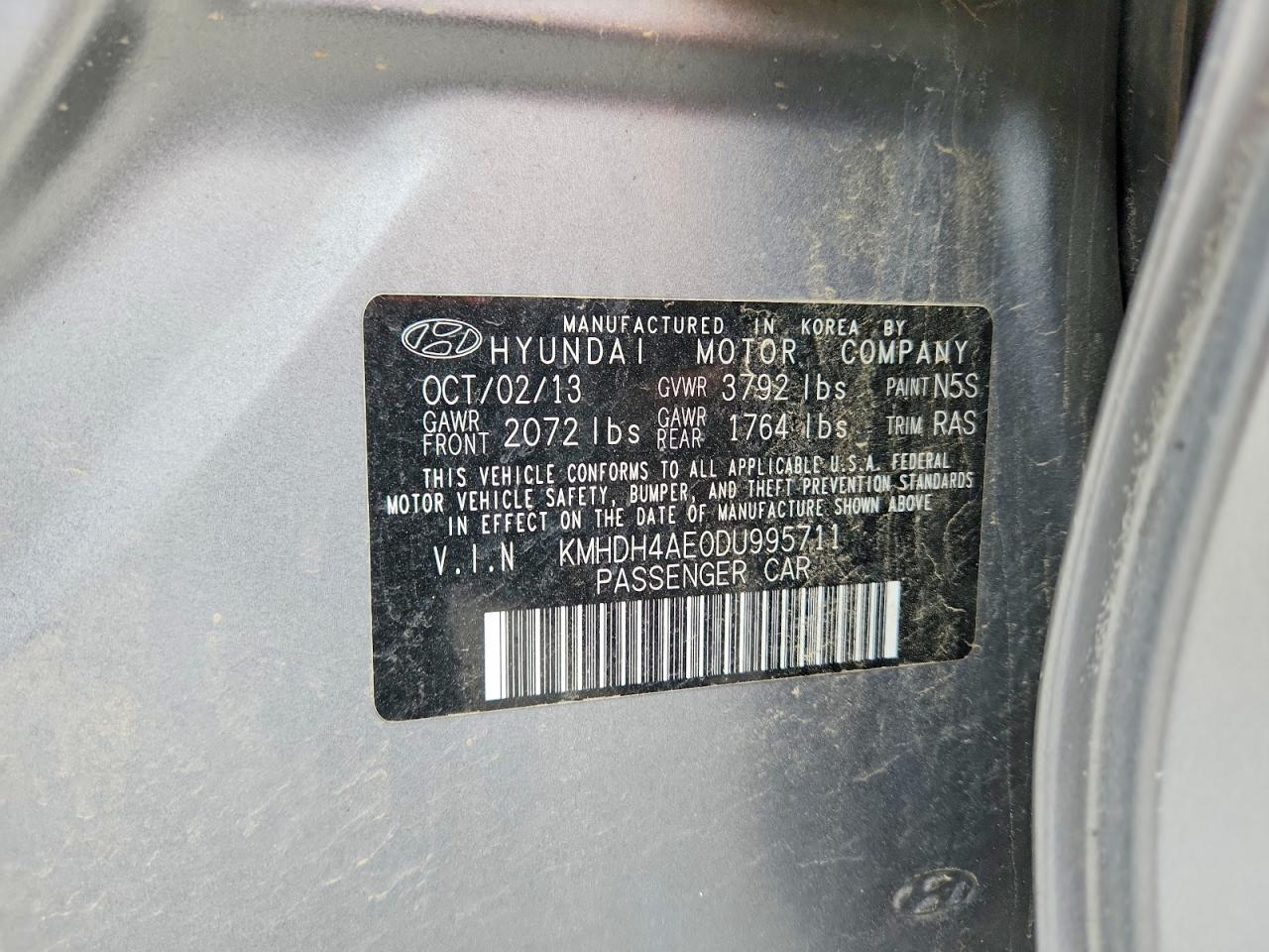 2013 Hyundai Elantra Gls Silver vin: KMHDH4AE0DU995711