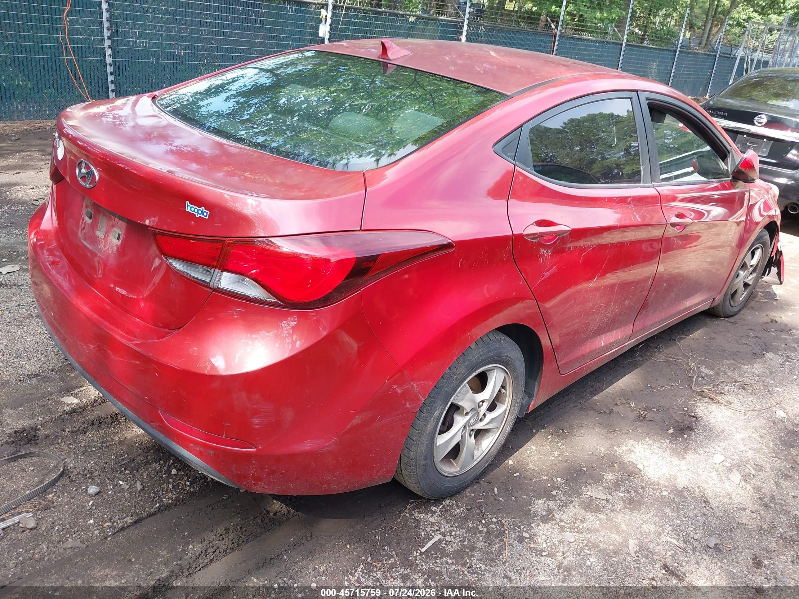 2014 Hyundai Elantra Se Red vin: KMHDH4AE0EU144154