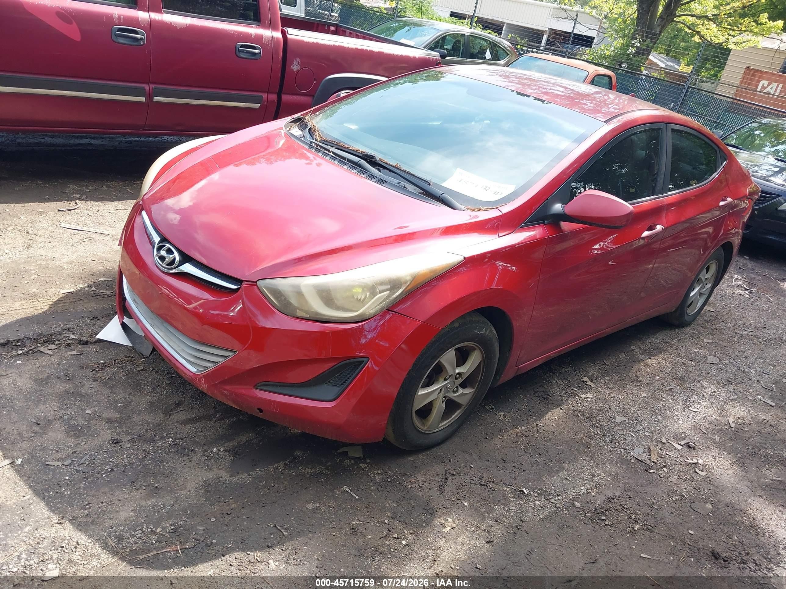 2014 Hyundai Elantra Se Red vin: KMHDH4AE0EU144154