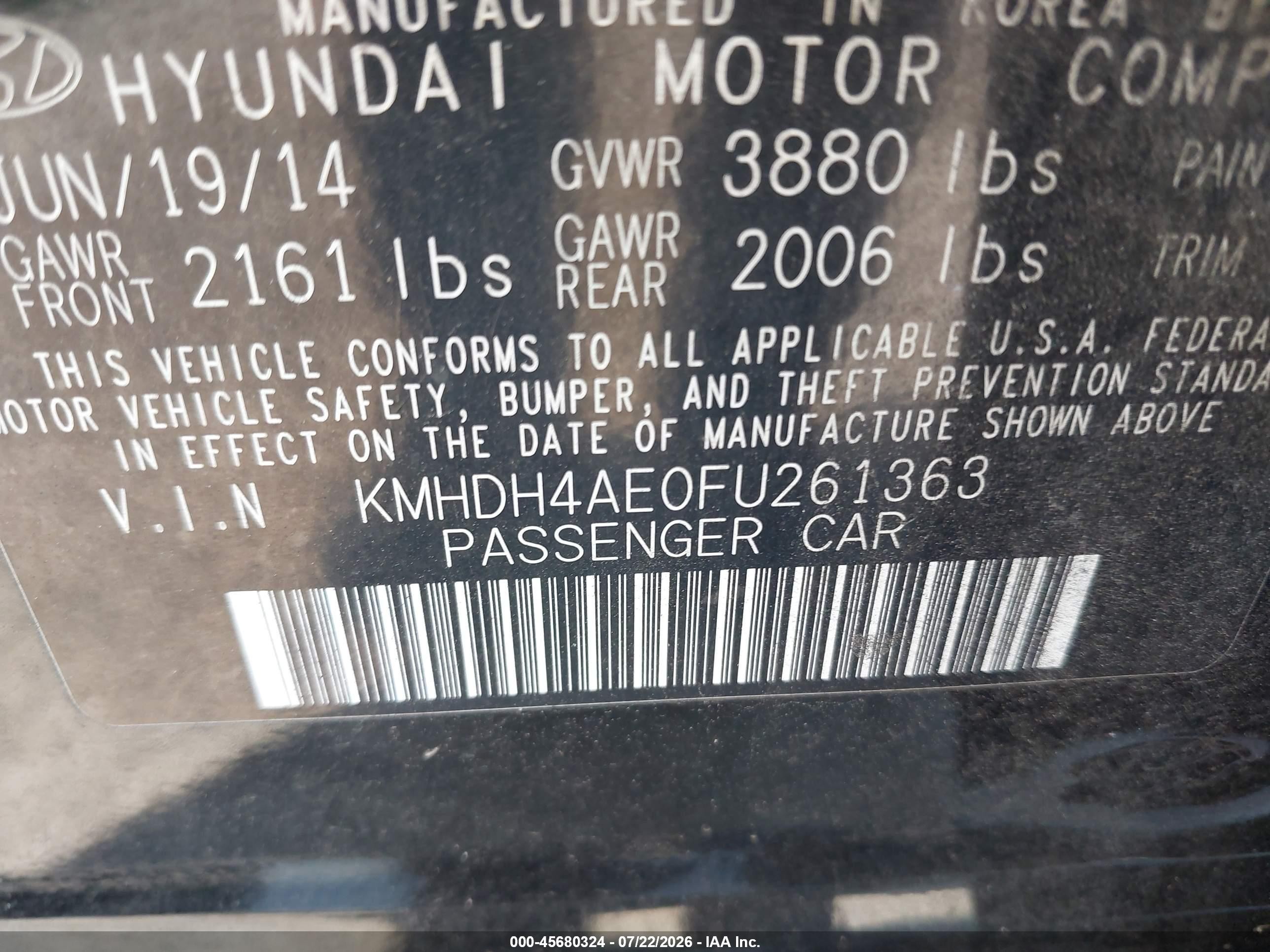 2015 Hyundai Elantra Se Black vin: KMHDH4AE0FU261363