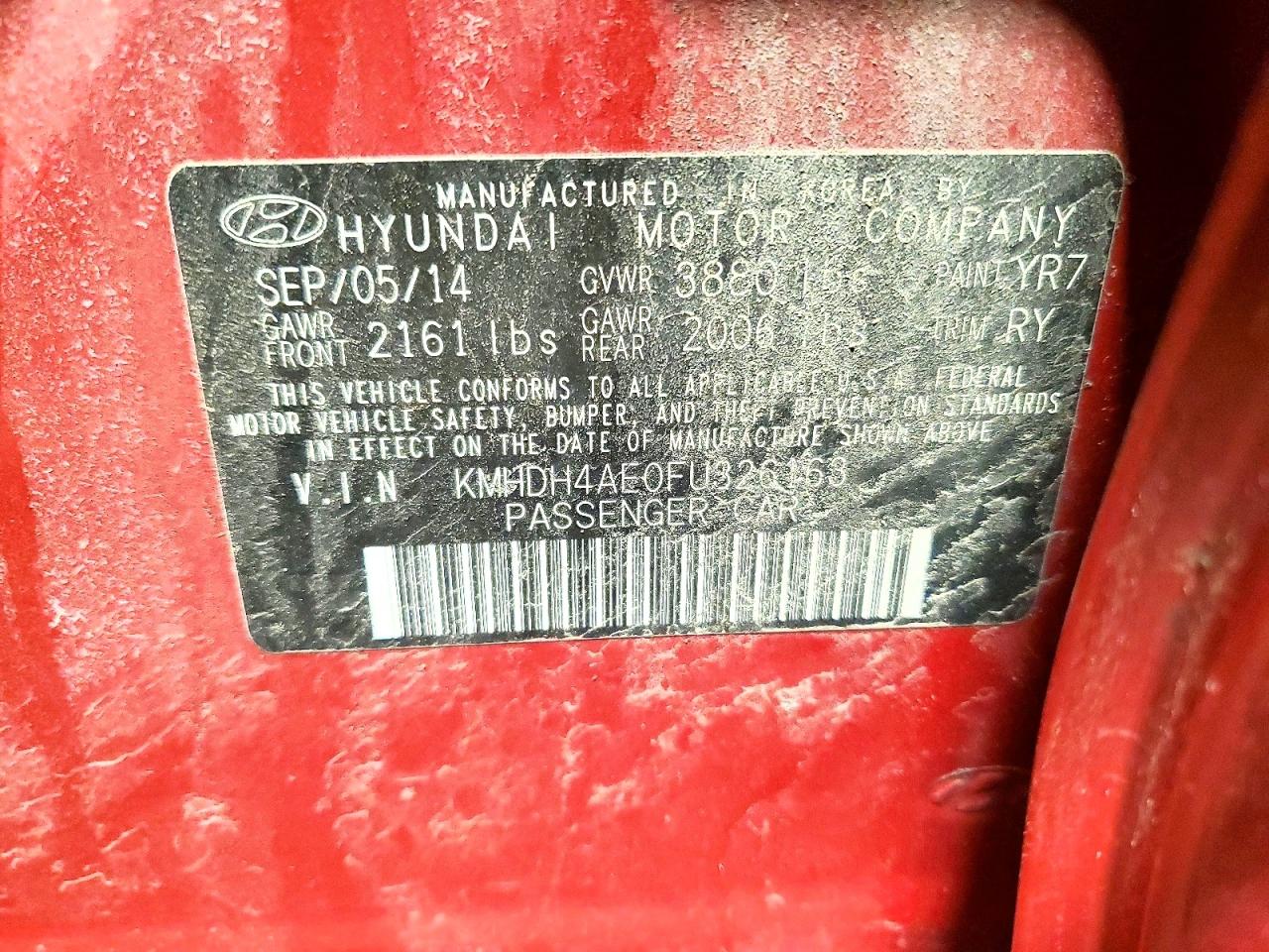 2015 Hyundai Elantra Limited Red vin: KMHDH4AE0FU326163