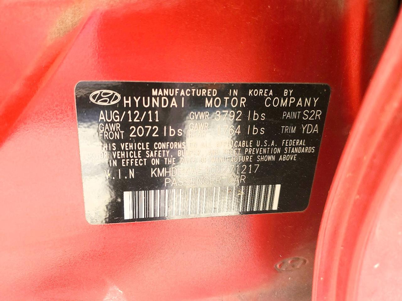 2012 Hyundai Elantra Limited Burgundy vin: KMHDH4AE1CU271217