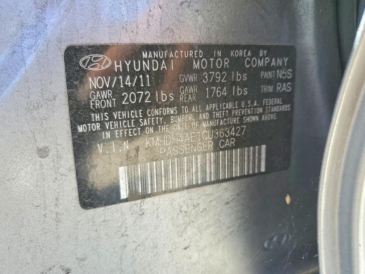 2012 Hyundai Elantra Gls Silver vin: KMHDH4AE1CU363427