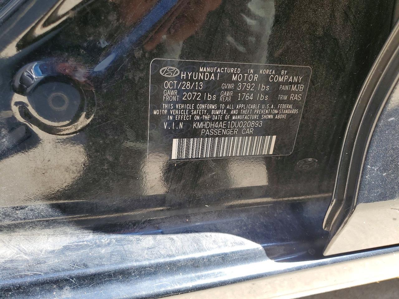 2013 Hyundai Elantra Gls Black vin: KMHDH4AE1DU020893