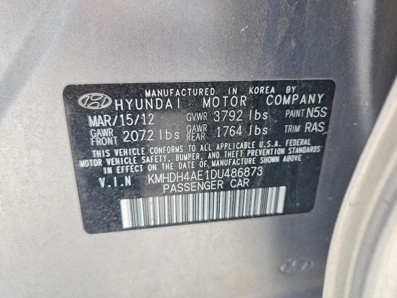 2013 Hyundai Elantra Gls Серебряный vin: KMHDH4AE1DU486873
