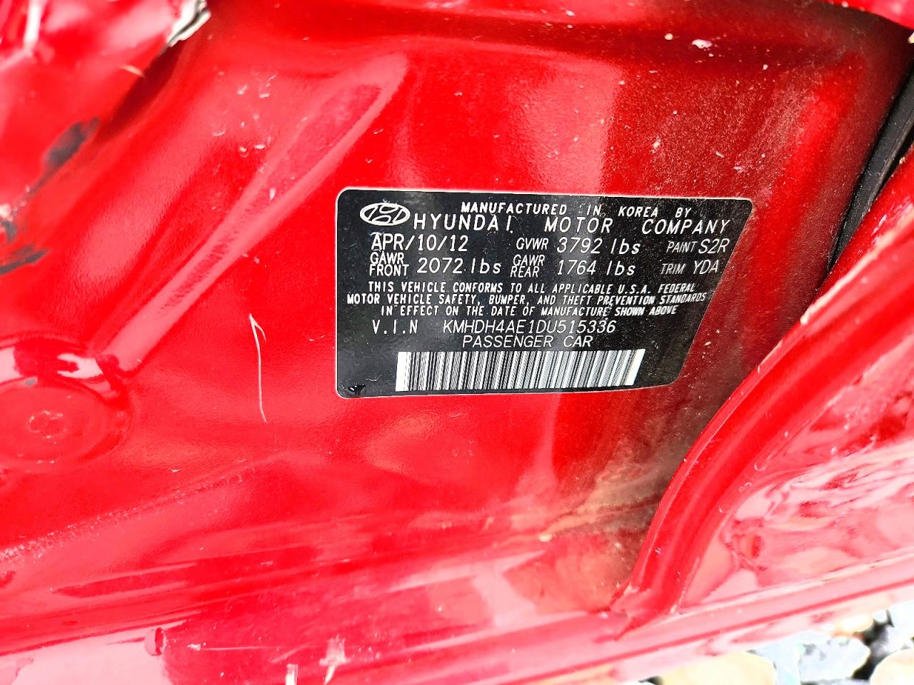 2013 Hyundai Elantra Gls Red vin: KMHDH4AE1DU515336