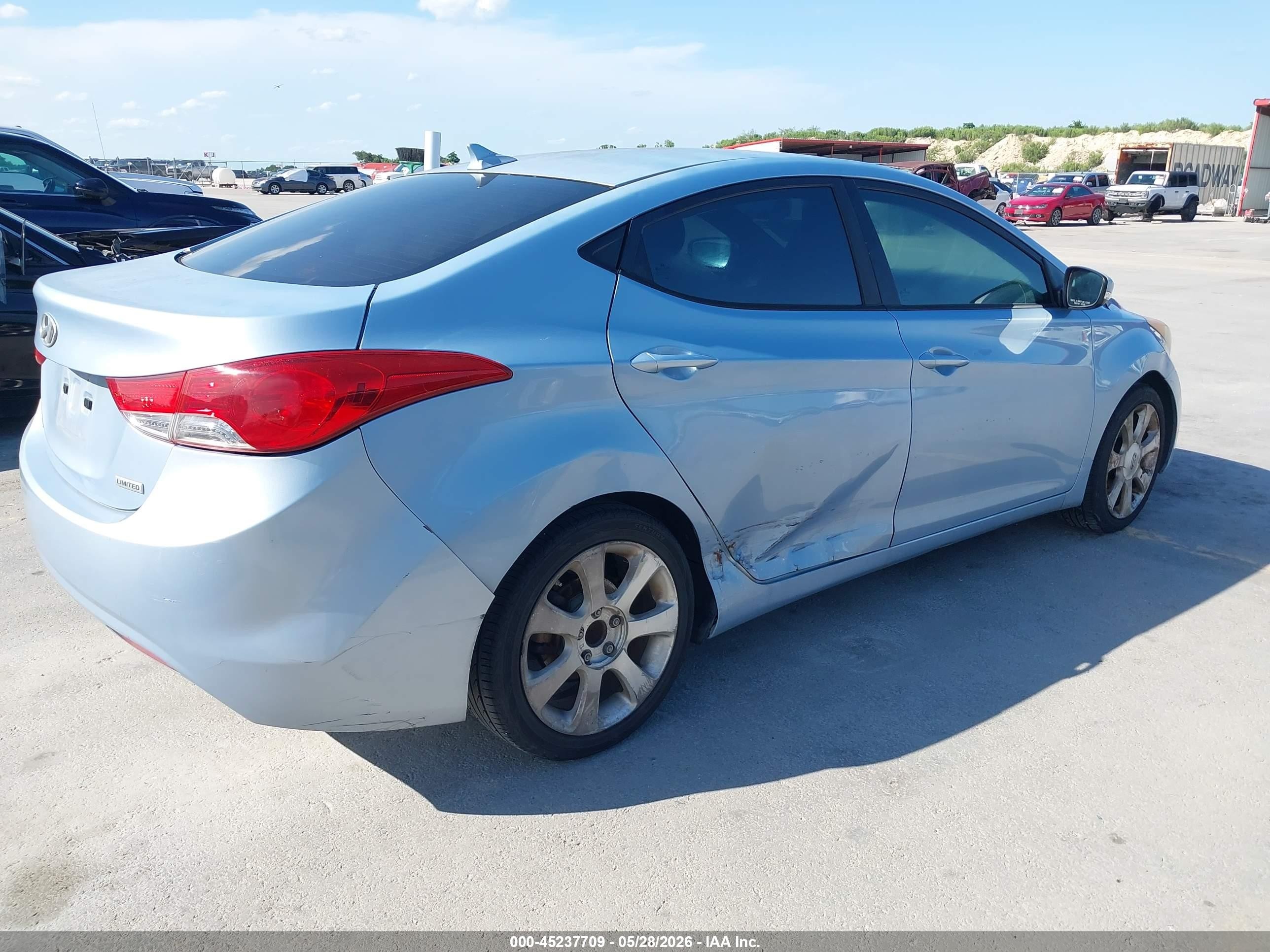 2013 Hyundai Elantra Limited Light Blue vin: KMHDH4AE1DU517992