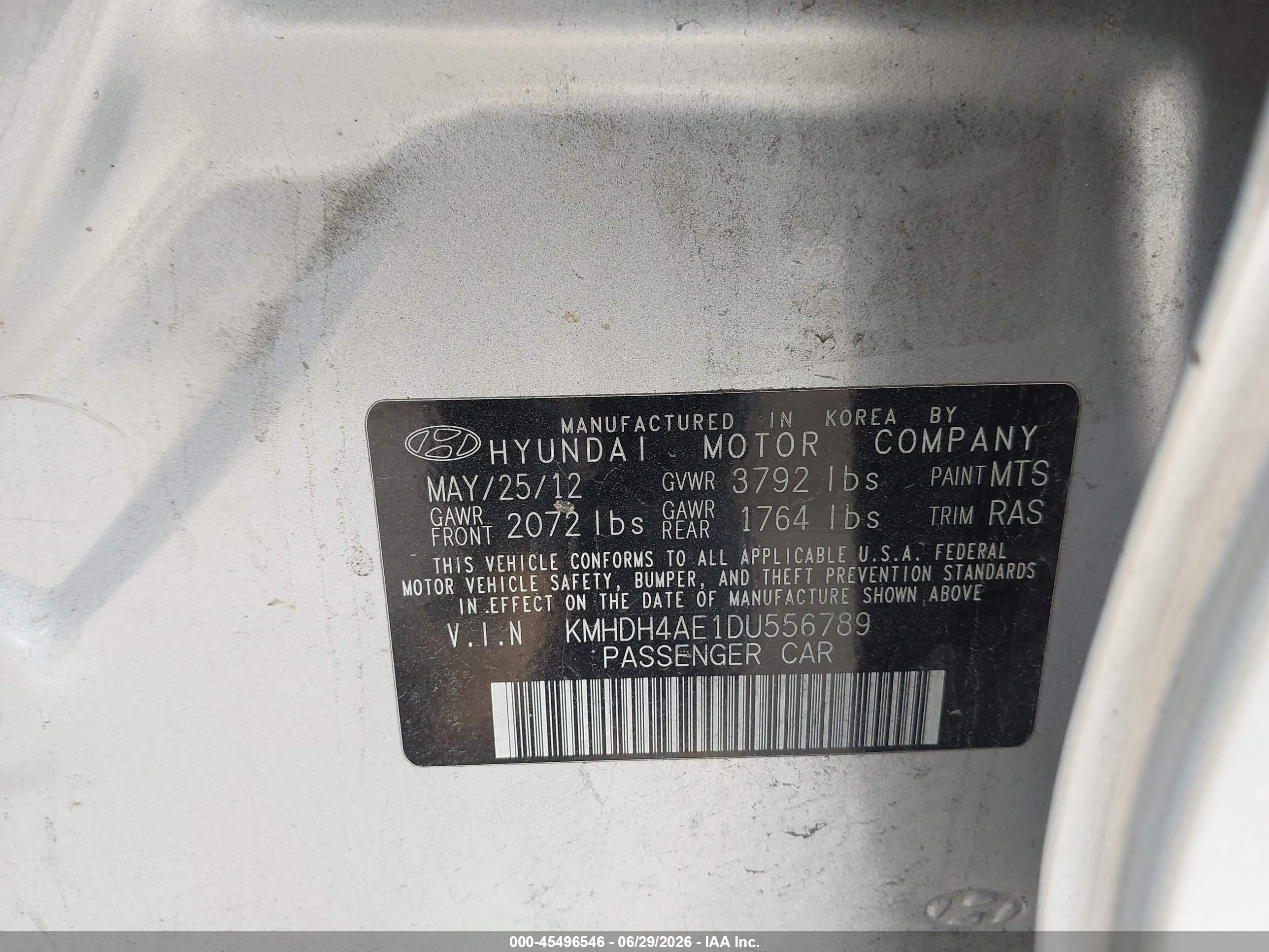 2013 Hyundai Elantra Limited Silver vin: KMHDH4AE1DU556789
